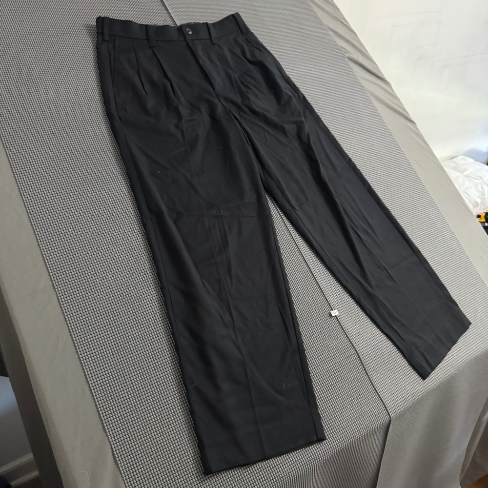 Abercrombie & Fitch Mens Baggy Trouser Black Pleated Wide Leg Pants 33x32